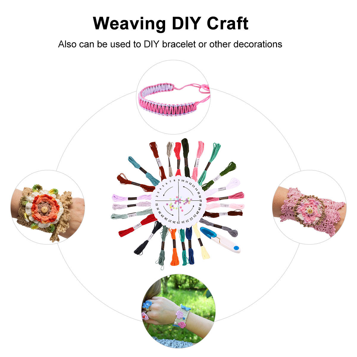 Embroidery Craft - 1Set Round Weaving Kit Bracelet Maker