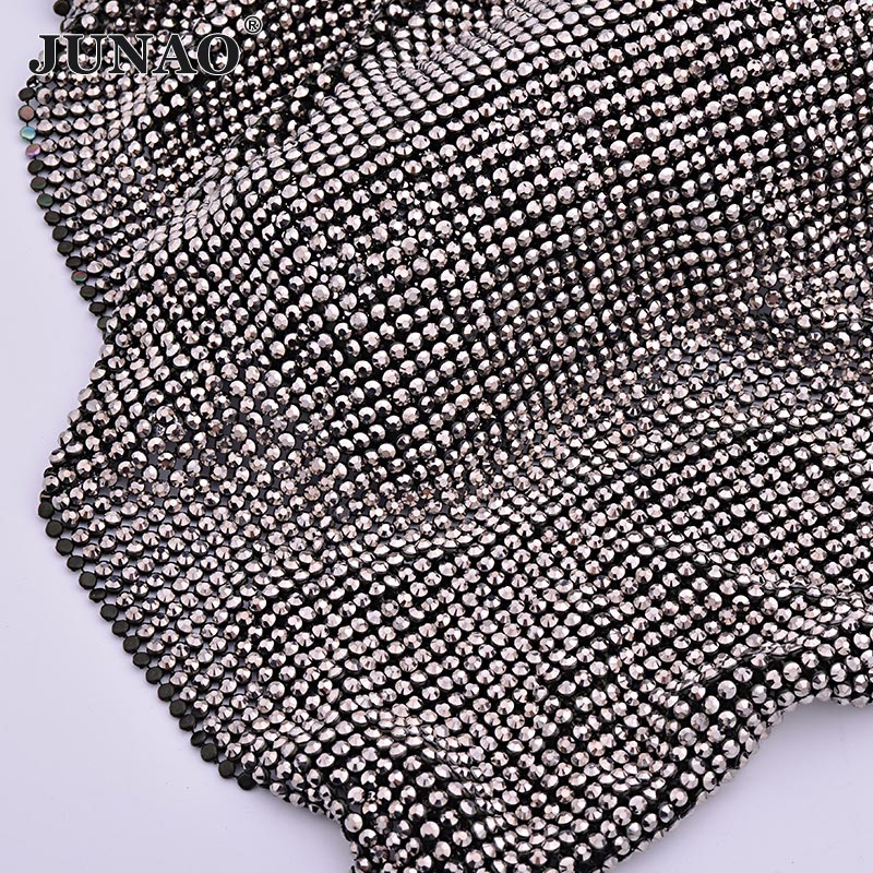 JUNAO 45*120cm Black Gold Crys - Hotfix Rhinestone Sheet review and price