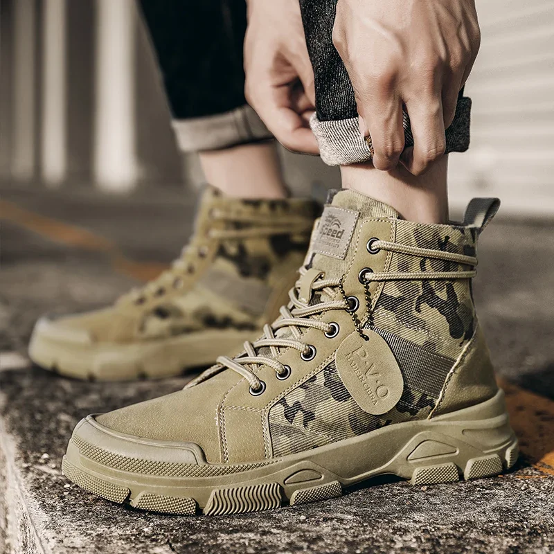 High-Top Boots for Men Autumn  - Guipure Lace Panel review and price