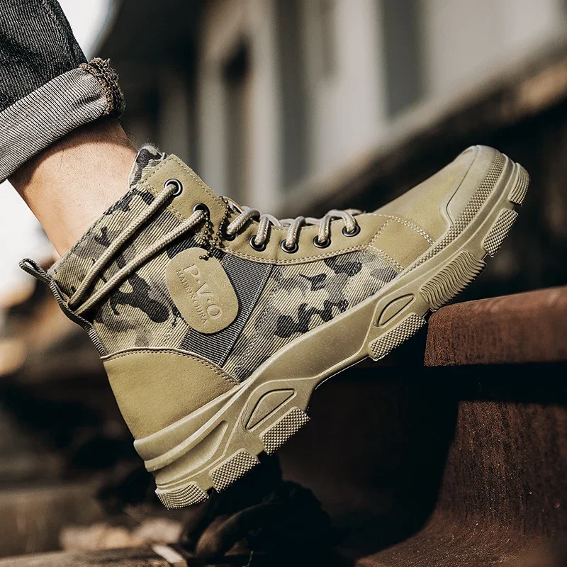 High-Top Boots for Men Autumn  - Guipure Lace Panel review and price