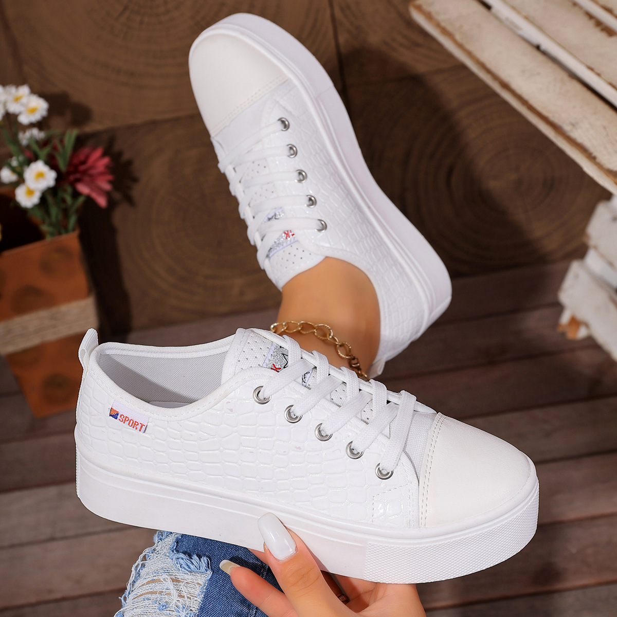 New Women's Flat Casual Single - Guipure Lace Panel review and price